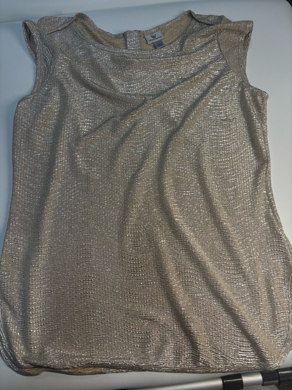 Worthington Shimmery Gold Sleeveless Knit Top Size LARGE